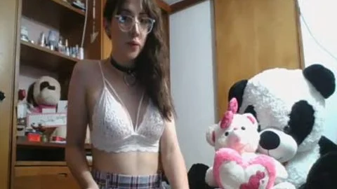lusty young Colombian shemale ( Camgirl ) jerking off, Playing tits, Moaning And Cumming For Daddy - Angeles Del Mar