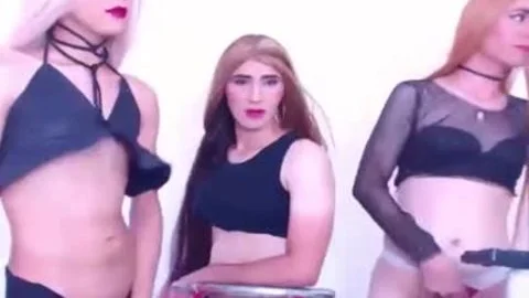wild shemales Undressing And Jacking cock