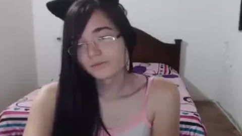 attractive lady-man With Glasses Masturbates All Alone