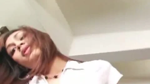 Ladyboy receives upright while Riding A ramrod
